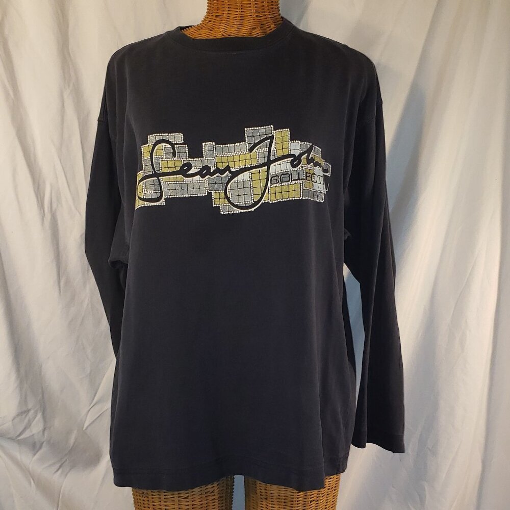 Sean John Long Sleeve T-Shirt - Mens Size L - Navy Blue